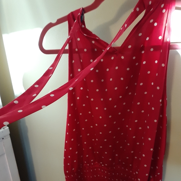 INC Top Halter Pink Polkadots keyhole neck L - Picture 2 of 4